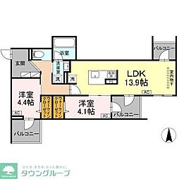 セレスティア中野上高田 2LDKの間取図画像