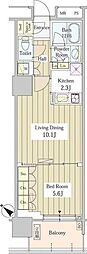 ユニゾンタワー東中野 1LDKの間取図画像