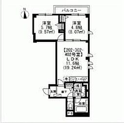 スカイエ西日暮里 2LDKの間取図画像