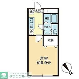 エヴァーグリーン新宿 1Kの間取図画像