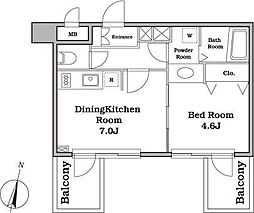 レジディア西新宿2 1DKの間取図画像