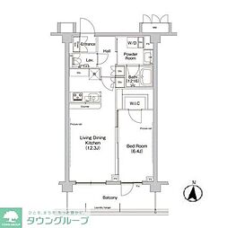 ヒューリックレジデンス新宿戸山 1LDKの間取図画像