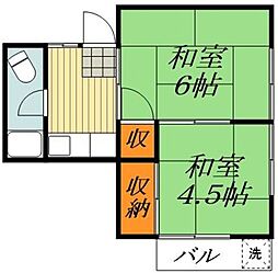 東京メトロ南北線 志茂駅 徒歩4分の賃貸アパート 2階2Kの間取り