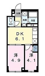 JR京浜東北・根岸線 赤羽駅 徒歩12分の賃貸マンション 2階2DKの間取り