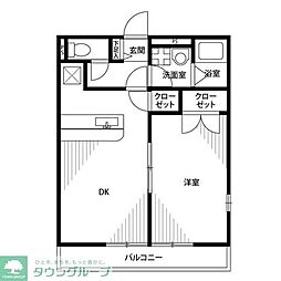 埼玉高速鉄道 川口元郷駅 徒歩23分の賃貸アパート 2階1LDKの間取り