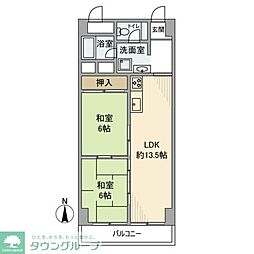 都営三田線 志村三丁目駅 徒歩4分の賃貸マンション 3階2LDKの間取り