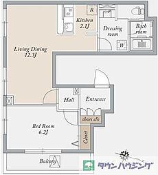JR京浜東北・根岸線 王子駅 徒歩9分の賃貸マンション 5階1LDKの間取り