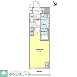 JR山手線 田端駅 徒歩9分の賃貸マンション 10階1Kの間取り