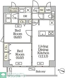 都営三田線 志村三丁目駅 徒歩9分の賃貸マンション 4階2LDKの間取り