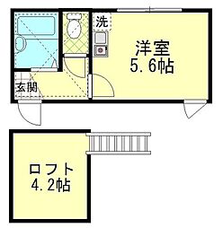 都営三田線 本蓮沼駅 徒歩12分の賃貸アパート 2階ワンルームの間取り