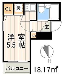 パラダイスマンション 3階ワンルームの間取り