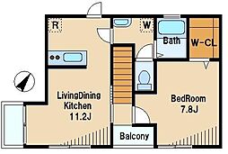 JR埼京線 板橋駅 徒歩8分の賃貸アパート 2階1LDKの間取り