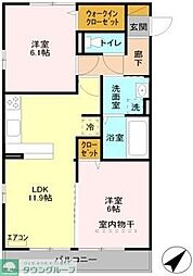 埼玉高速鉄道 川口元郷駅 徒歩16分の賃貸アパート 1階2LDKの間取り