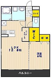 JR京浜東北・根岸線 川口駅 バス20分 新郷農協下車 徒歩6分の賃貸アパート 2階1LDKの間取り