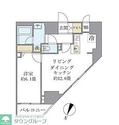 都営三田線 本蓮沼駅 徒歩3分の賃貸マンション 7階1LDKの間取り