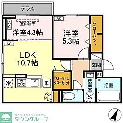 都営三田線 志村三丁目駅 徒歩7分の賃貸アパート 1階2LDKの間取り