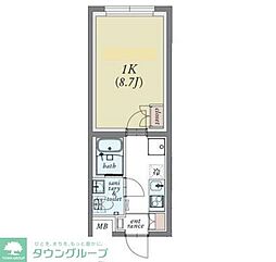 都営三田線 板橋本町駅 徒歩9分の賃貸マンション 2階1Kの間取り