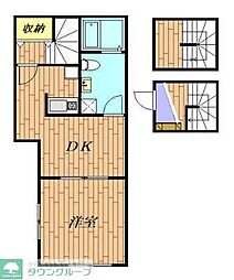 JR山手線 田端駅 徒歩10分の賃貸アパート 3階1DKの間取り