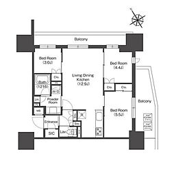 都営三田線 新板橋駅 徒歩1分の賃貸マンション 10階3LDKの間取り