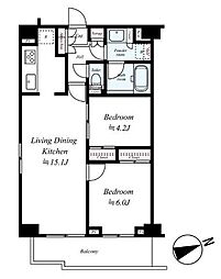 JR京浜東北・根岸線 王子駅 徒歩11分の賃貸マンション 6階2LDKの間取り