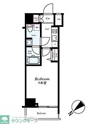 東武東上線 中板橋駅 徒歩11分の賃貸マンション 2階1Kの間取り