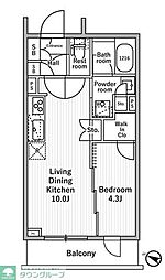 nidoMOTOHASUNUMA 1LDKの間取図画像