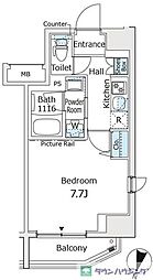 アイル王子ノルド 1Kの間取図画像