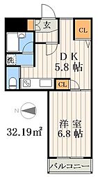 ウィンベルデュエット王子 1DKの間取図画像