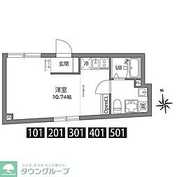 アザレア王子本町 ワンルームの間取図画像