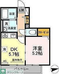 ラフィネサツキ 1DKの間取図画像