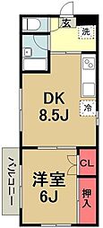 ロワール 1DKの間取図画像