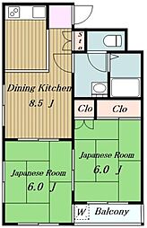 南ハイツ 2DKの間取図画像