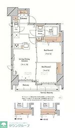ブランシエスタ上野 2階2LDKの間取り