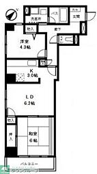 フェリーチェお茶の水 8階2LDKの間取り