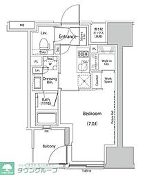 ザ・パークハビオ人形町レジデンス 10階1Kの間取り