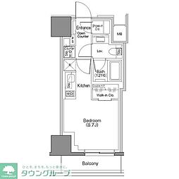 ザ・パークハビオSOHO大手町 7階ワンルームの間取り
