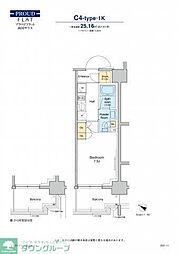 プラウドフラット両国サウス 6階1Kの間取り