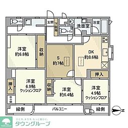 シティ・フィールド上野ナンバー・1 10階4SDKの間取り