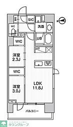 シーズンフラッツ蔵前 3階2LDKの間取り