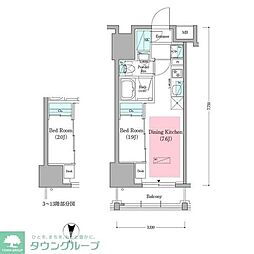アーバネックス深川住吉III 10階1DKの間取り