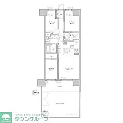 シャリエ亀戸リーディングイースト 1階3LDKの間取り