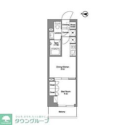 ＢＰＲレジデンス東日暮里 8階1DKの間取り