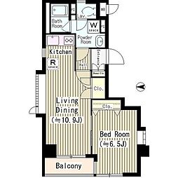 ヴェルデベント 2階1LDKの間取り