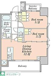 クレストコート本所吾妻橋 7階2LDKの間取り