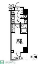 レジディア亀戸 7階1Kの間取り