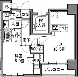 S-RESIDENCE新御徒町East 5階1LDKの間取り