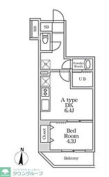 ラヴィエール錦糸公園 2階1DKの間取り