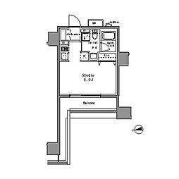 パークアクシス亀戸中央公園 13階ワンルームの間取り
