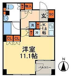 パークアクシス日本橋人形町 5階1Kの間取り