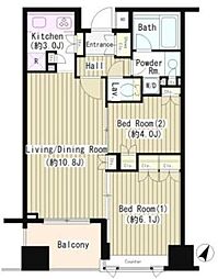コクヨーレ日本橋 12階2LDKの間取り